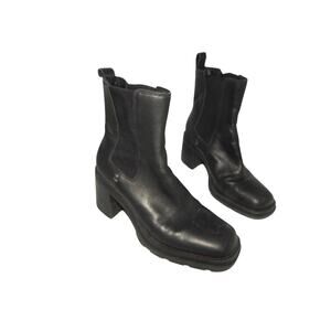 Y2K Crown Vintage Women Black Leather Chucky Boots Size 7.5